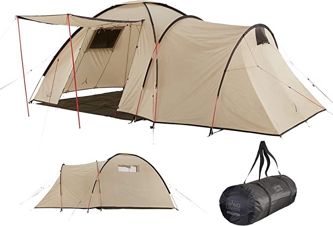 Grand Canyon Atlanta Tent with Large Living Area and 2 Bedrooms, 2 Entrances, Ideal for Families and Groups, Camping, Festival, Various Colours and Sizes