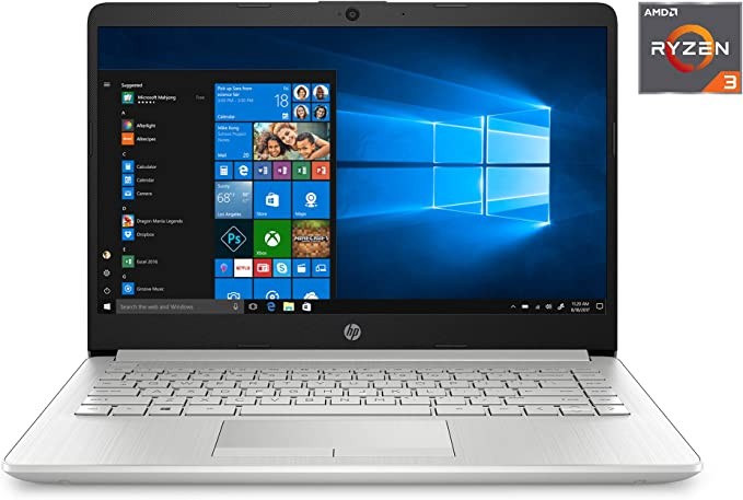 HP HP 14" HD Laptop, AMD Ryzen 3 3250U up to 3.5GHz (Beat i5-7200U), 128GB SSD, 8GB DDR4 RAM, WiFi, Bluetooth, HDMI, Webcam, Windows 10 S, Online Classroom Ready