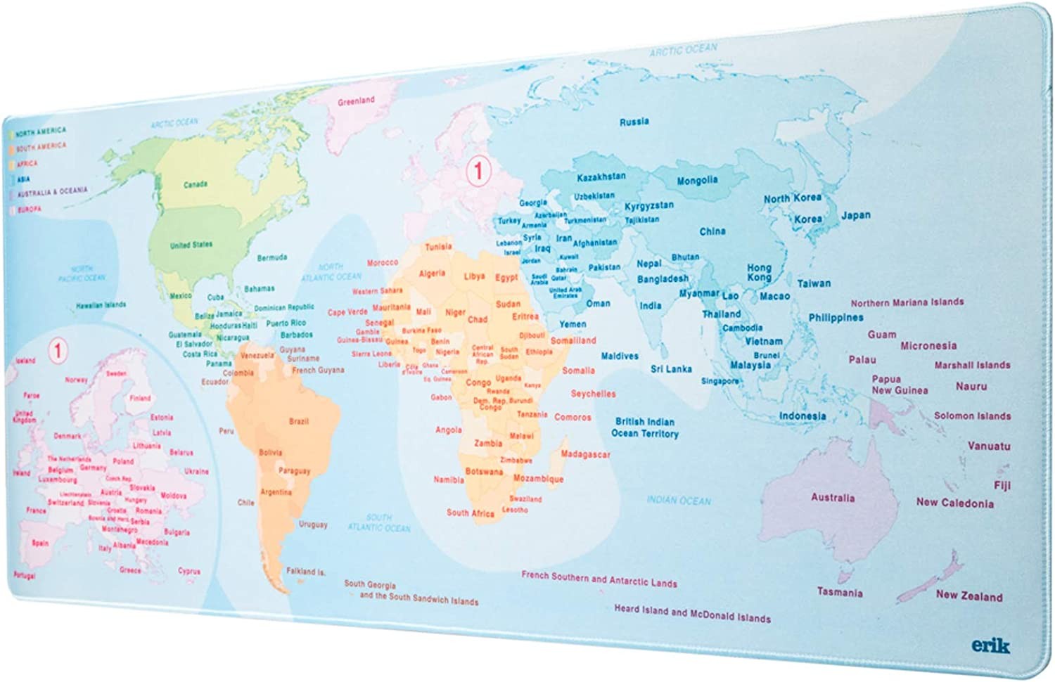 Official World Map Mouse Pad - Desk Pad - 80cm x 35cm Non-Slip Rubber Base Mouse Pad, Gaming Mouse Pad, Keyboard Mouse Pad